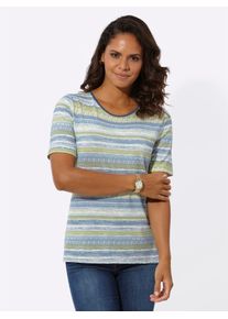 Casual Looks Damen Kurzarmshirt "Rundhals-Shirt", blau, Gr. 40, gemustert, mehrfarbig, bedruckt, 95% Viskose, 5% Elasthan, Shirts