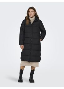 Only Damen Steppmantel "ONLMONTANA LONG PUFFER JACKET NOOS OTW", schwarz, modisch, Gr. XS, unifarben, leicht glänzend, Steppware, Obermaterial: 100%