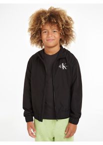 Jungen Blouson "MONOLOGO ESSENTIAL JACKET", schwarz, casual, Gr. 4, Calvin Klein Jeans, unifarben, Web, Obermaterial: 100% Polyester, Jacken, Kinder