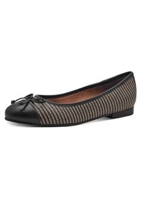 Marco Tozzi Damen Ballerina, Gr. 39, schwarz, Textil, Lederimitat, Schuhe, Blockabsatz, Schlupfschuh, Businessschuh mit Flechtmuster