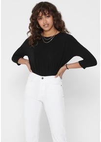 Only Damen 3/4-Arm-Shirt "ONLGLAMOUR 3/4 TOP JRS NOOS", schwarz, casual, Gr. M, unifarben, Jersey, Obermaterial: 65% Polyester, 30% Viskose, 5%