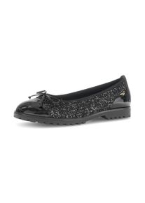 Gabor Damen Ballerina, Gr. 40, schwarz, Textil, Lacklederimitat, meliert, feminin, Schuhe, Blockabsatz, Schlupfschuh, Businessschuh mit süßer