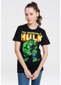 logoshirt Damen T-Shirt "Marvel Comics", bunt, casual, Gr. S, bedruckt, 100% Baumwolle, Shirts, mit großem Hulk-Print