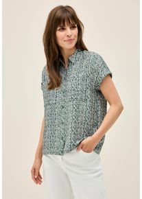 Cecil Damen Hemdblusebalmy khaki, casual, Gr. M, bedruckt, Stoff, 88% Viskose, 12% Polyamid, Blusen, mit Brusttasche