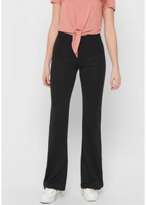 Only Damen Jerseyhose "ONLFEVER STRETCH FLAIRED PANTS JRS", schwarz, casual, Gr. L, unifarben, Jersey, Obermaterial: 95% Polyester, 5% Elasthan, Hosen