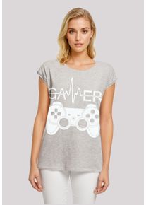 F4NT4STIC Damen T-Shirt "Gamer Herzschlag", grau, casual, Gr. XXXL, Obermaterial: 100% Baumwolle, Shirts, Premium Qualität