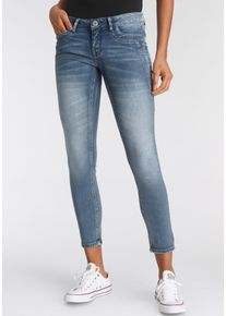 Arizona Damen 7/8-Jeans "mit Keileinsätzen", blau, Basic, Gr. 48, Denim/Jeans, Obermaterial: 76% Baumwolle, 16% Polyester, 7% Viskose, 1% Elasthan,