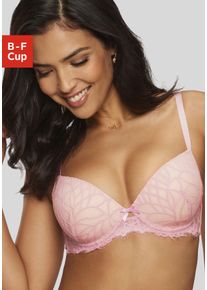 Lascana Damen Schalen-BH "Cara", Gr. 95, rosa, Spitze, Obermaterial: 74% Polyamid, 15% Polyester, 11% Elasthan, feminin, BHs, mit Bügel rundum aus