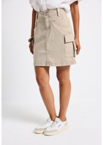 Street One Damen Minirocktumbled beige, casual, Gr. 44, unifarben, Web, 97% Baumwolle, 3% Elasthan, Röcke, aus Baumwolle mit Stretchanteil