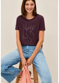 Cecil Damen T-Shirt, rot, casual, Gr. XL, unifarben, bedruckt, Jersey, Obermaterial: 100% Baumwolle, Shirts, mit Artwork