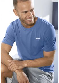 Herren T-Shirt, blau, Basic, Gr. XXL, BENCH. LOUNGEWEAR, unifarben, Single Jersey, Obermaterial: 100% Baumwolle, Shirts, mit kleinem Markenaufdruck