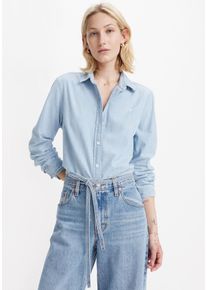 Levi's LEVI'S Damen Jeansbluse "THE CLASSIC BW SHIRT", blau, casual, Gr. M, unifarben, Web, Obermaterial: 100% Baumwolle, Blusen