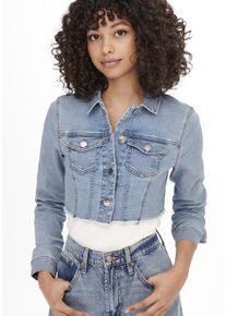Only Damen Jeansjacke "ONLWONDER LS CROPPED DNM JACKET GUA NOOS", blau, modisch, Gr. M, unifarben, Web, Denim/Jeans, Obermaterial: 70% Baumwolle, 21%