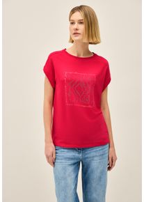 Cecil Damen T-Shirtglazed apple rot, casual, Gr. M, bedruckt, Web, 48% Baumwolle, 48% Modal, 4% Elasthan, Shirts, aus Baumwolle mit Stretchante
