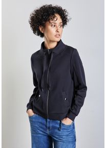 Street One Damen Cardigan, blau, casual, Gr. 46, unifarben, Web, 60% Baumwolle, 36% Polyester, 4% Elasthan, Strickjacken, mit Turtleneck