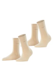 Esprit Damen Socken "Uni", Gr. 35, beige, Baumwollmischung, unifarben, Socken, geripptes Bündchen