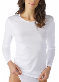 Mey Damen Langarmshirt "NOBLESSE", Gr. 42, weiß, Feinripp, Obermaterial: 100% Baumwolle, unifarben, casual, Shirts, Ohne auftragende Seitennähte