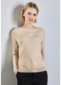 Street One Damen Strickpullover, beige, casual, Gr. 42, meliert, Strick, Obermaterial: 50% Viskose, 28% Polyester, 22% Polyamid, Pullover, mit