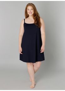 Damen Trägerkleid "Alissa", blau, Basic, Gr. 44, Base Level Curvy, unifarben, Jersey, Obermaterial: 94% Viskose, 6% Elasthan, Kleider, Verstellbare