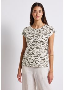 Street One Damen Print-Shirtnomad braun, casual, Gr. 36, animal-print, Web, Stoff, 50% Modal, 50% Baumwolle, Shirts, aus Baumwolle mit Stretchante