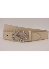 AnnaMatoni Damen Ledergürtel, beige, casual, Gr. 115, unifarben, Rindsleder, Gürtel, mit silberner Schließe