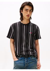Tommy Jeans Herren T-Shirt "TJM REG VERT STRIPE SS TEE", schwarz, casual, Gr. XL, gestreift, Single Jersey, Obermaterial: 100% Baumwolle, Shirts,