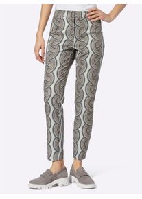 Heine Damen Webhose, grau, Gr. 38, gemustert, mehrfarbig, bedruckt, 89% Polyester, 11% Elasthan, Hosen