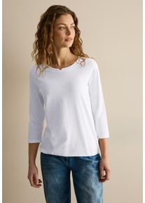 Cecil Damen 3/4-Arm-Shirt, weiß, casual, Gr. XXL, unifarben, Web, 100% Baumwolle, Shirts, aus reiner Baumwolle