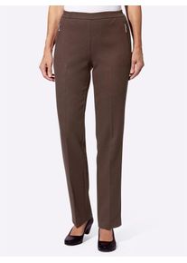 Classic Basics Damen Bügelfaltenhose, braun, Gr. 44, gemustert, gestreift, 100% Polyester, Hosen