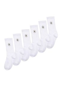 Converse Kinder Sportsocken "CHUCKPATCH COTTON 6PK CREW", Gr. 35, weiß, Obermaterial: 60% Baumwolle, 36% Polyester, 4% Elasthan, Socken, für Kinder