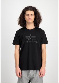 Herren Rundhalsshirt "Basic T Carbon", schwarz, modisch, Gr. XXL, Alpha Industries, bedruckt, Single Jersey, Obermaterial: 100% Baumwolle, Shirts