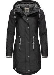 PEAK TIME Damen Regenjacke "L60042", schwarz, modisch, Gr. 4XL, Obermaterial: 100% Polyurethan, Futter 1: 100% Polyester, Futter 2: 60% Baumwolle,
