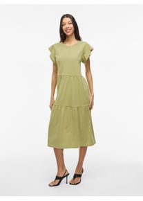Vila Damen Sommerkleid "VISUMMER S/S MIDI DRESS - NOOS", grün, modisch, Gr. M, unifarben, Jersey, Obermaterial: 50% Baumwolle, 50% Polyester, Kleider