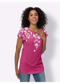 Damen Longshirt "Longshirt", pink, Gr. 52, geblümt, gemustert, mehrfarbig, 100% Baumwolle, Shirts