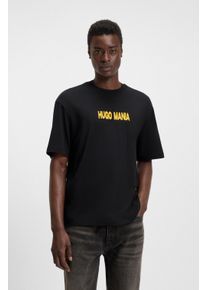 HUGO BLUE Herren T-Shirt "Nedix", schwarz, casual, Gr. XXL, unifarben, bedruckt, Single Jersey, Obermaterial: 100% Baumwolle, Shirts