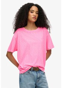 Superdry Damen T-Shirt "STUDIOS DROPPED SHOULDER TEE", pink, casual, Gr. L, unifarben, Single Jersey, Obermaterial: 60% Baumwolle, 40% Lyocell, Shirts