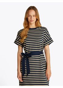 Tommy Hilfiger Damen A-Linien-Kleid "COTTON INTERLOCK SHORT DRESS", blau, feminin, Gr. S, gestreift, Web, Obermaterial: 100% Baumwolle, Kleider, mit