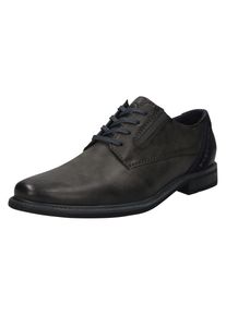 Bugatti Herren Schnürschuh, Gr. 40, grau, Lederimitat, casual, Schuhe, Anzugschuh, Business Schnürschuh mit modischem Fersen-Flag