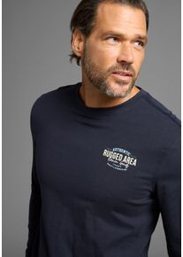 MAN'S WORLD MAN'S WORLD Herren Langarmshirt, blau, casual, Gr. 5XL, unifarben, bedruckt, Single Jersey, Obermaterial: 100% Baumwolle, Shirts, kleiner Brustprint