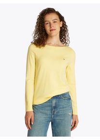 Tommy Hilfiger Damen Strickpullover "CO JERSEY STITCH BOAT-NK SWEATER"citronella, casual, Gr. XS, unifarben, Strick, Obermaterial: 67% Baumwolle, 33%