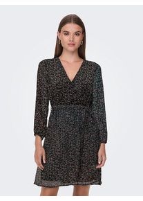 Only Damen Druckkleid "ONLCERA 3/4 SHORT DRESS WVN NOOS", schwarz, modisch, Gr. S, bedruckt, Jersey, Obermaterial: 100% Polyester, Kleider, in