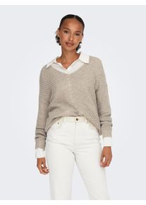 Jacqueline de Yong JDY Damen Strickpullover "JDYNEW MEGAN L/S PULLOVER KNT NOOS", beige, modisch, Gr. XS, unifarben, Strick, Obermaterial: 88% Polyacryl, 12% Polyester,