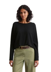 Marc O'Polo MARC O'POLO Damen Strickpullover, schwarz, casual, Gr. M, Strick, Obermaterial: 100% Baumwolle, Pullover, oversized, gerollte Kanten, leicht