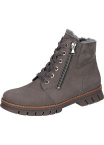 Waldläufer WALDLÄUFER Damen Winterstiefelette "H-XARA", Gr. 4,5, grau, Nubukleder, Lammfell, unifarben, sportlich, Schuhe, Winterboots, Bequemschuh in