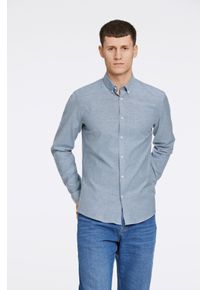LINDBERGH Herren Businesshemd, blau, casual, Gr. XXL, Web, Obermaterial: 97% Baumwolle, 3% Elasthan, Hemden, mit Button-down-Kragen