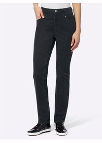 Damen Cordhose, schwarz, Gr. 21, Linea Tesini BY HEINE, unifarben, 98% Baumwolle, 2% Elasthan, Hosen