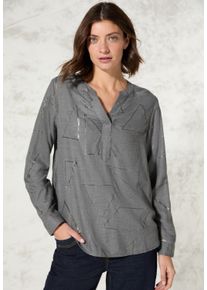 Cecil Damen Langarmbluse, grau, casual, Gr. XS, meliert, bedruckt, Web, Obermaterial: 100% Viskose, Blusen, mit Folienprint