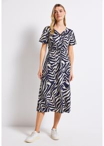 Street One Damen Midikleid, blau, casual, Gr. 34, bedruckt, Stoff, 100% Viskose, Kleider, mit seitlichen Einschubtaschen