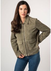 Mauritius Damen Lederjacke "MWYaima", grün, modisch, Gr. XL, unifarben, Obermaterial: 100% Schafsleder. Futter: 100% Polyester. Ärmelfutter: 100%