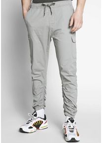INDICODE Herren Cargohose "Lakeland", grau, modisch, Gr. M, unifarben, Web, Obermaterial: 98% Baumwolle, 2% Elasthan, Hosen, mit Kordelzug